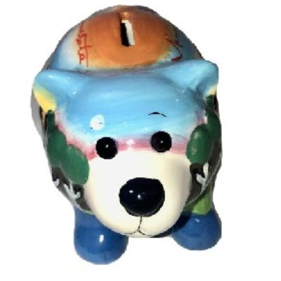 Minnesota Hand painted Ceramic Bear Bank,Figurine Raised Surface Hand Painted - Picture 4 of 6